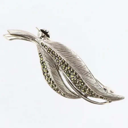 Brosch med markasiter 50x20mm 835/1000 silver Vikt: 6,5 g
