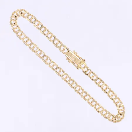 Armband Bismarck längd 19cm bredd 4mm kistlås GHA 18K  Vikt: 7,1 g