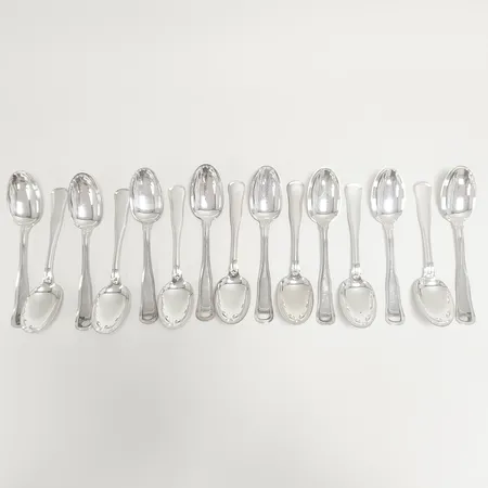 Femton matskedar modell Gammal Dansk längd ca 17cm, COHR, silver 830/1000 Vikt: 675,2 g