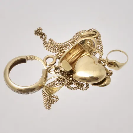 Diverse defekt guld, 18K, 6,87g.