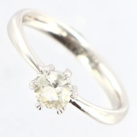 Ring med vit safir 0,50ct enligt certifikat, Glamira, stl:17½, vitguld, gravyr, etui, 9K Vikt: 2,6 g