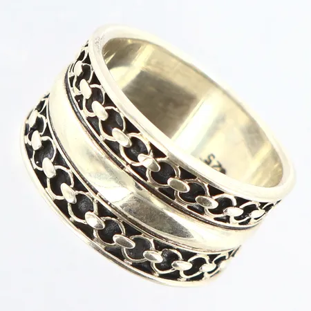 Ring mönstrad stl:16¾, bredd: 8-11mm, silver 925/1000 Vikt: 6,4 g