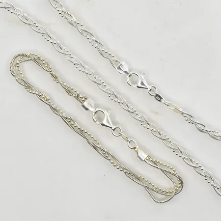 Collier längd 41 cm Armband längd 20 cm, bredd 4 mm, silver 925/1000. Vikt: 19,3 g