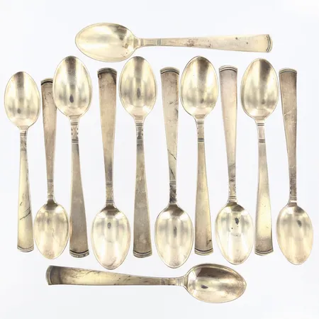 Tolv kaffeskedar Rosenholm, längd 12cm, GAB, silver 830/1000 Vikt: 177 g