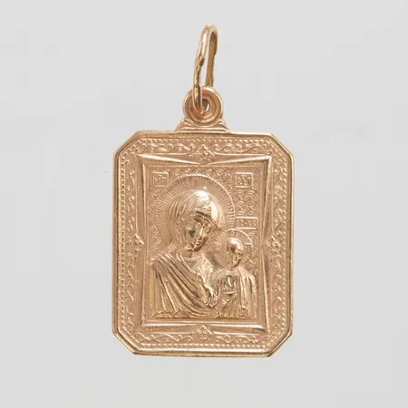 Hänge Madonna med Jesusbarnet längd inkl ögla 3cm, bredd 17,5mm, roséguld, 14K Vikt: 2 g