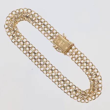 Armband X-länk 18,5cm bredd 8mm visst slitage HÅN (Norens Guldatelje) Stockholm 1968 , 18K Vikt: 10 g