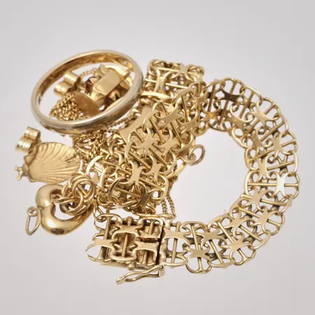 Diverse defekt guld, 18K, 24,51g.