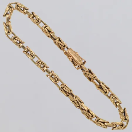 Armband Kejsar längd 18,5cm, bredd 4mm, skadat, buckligt, ihåligt, 18K Vikt: 8,5 g