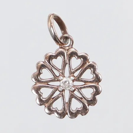 Hänge med vit sten förgyllt 19x21mm silver 925/1000 Vikt: 2 g