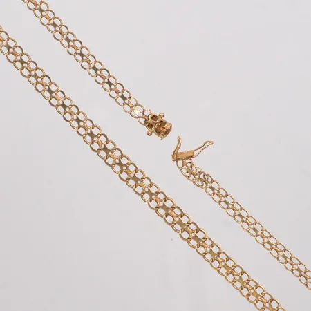 Collier doserad X-länk längd 43cm bredd 5,4-6,8mm, skadat lås, 18K Vikt: 12,3 g