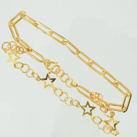 Armband dubbelt med stjärnor, längd 16cm, bredd ca 8mm, 23K, 7,5g