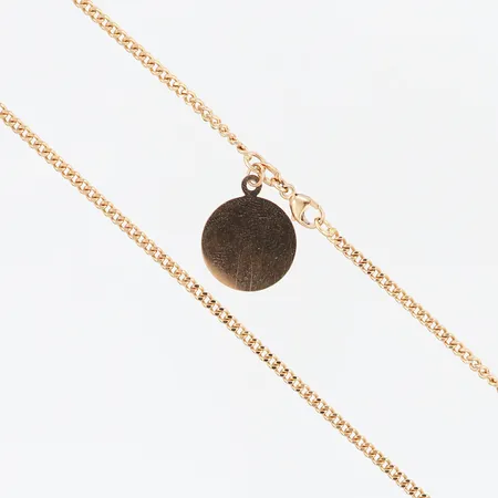 Kedja Pansar med graverad namnbricka 50,5cm bredd: 2mm, uppskattad vikt på namnbricka: 0,9gram, 18K Vikt: 12 g
