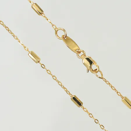 Halskedja med gulddetaljer, 46cm, bredd 1,8mm 18K Vikt: 2,9 g