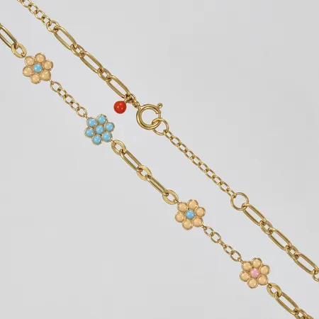 Collier med emalj längd ca 38-42cm bredd ca 3-8mm EC förgyllt 925/1000 silver Vikt: 9,5 g