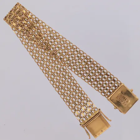 Armband X-länk längd 20,5cm, bredd 15mm, något skev länkdel, Jo-Ans Guld AB Köping, 18K Vikt: 25,8 g