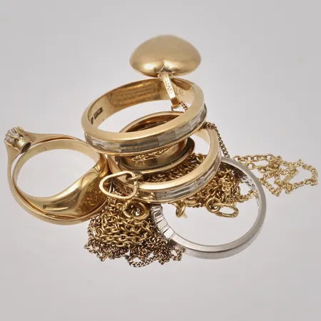 Diverse defekt guld, 18K, 24,88g.