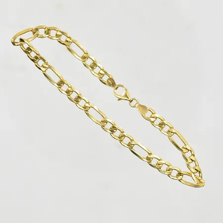 Armband Figarolänk längd 21½ cm, bredd 5 mm, mindre bucklor på vissa länkar, 18K. Vikt: 5,5 g