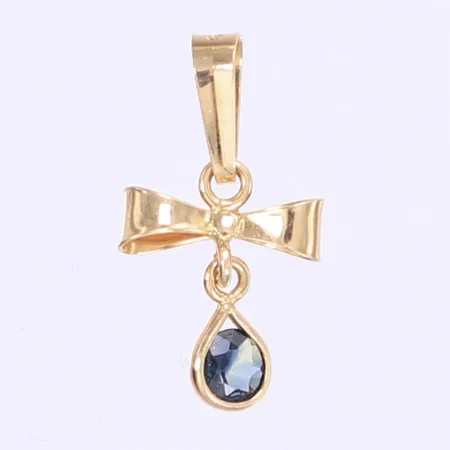 Hänge med grön sten 19x8mm 18K Vikt: 0,4 g