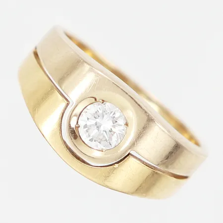 Klackring med diamant 1x0,50ct TW/SI stl:19¼, bredd: 4-10mm, 18K Vikt: 7,7 g