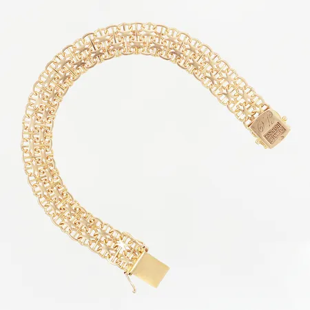 Armband X-länk med stav 20,5cm, bredd: 13mm, kistlås med gravyr, 18K Vikt: 29,7 g
