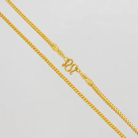 Kedja Rävsvans längd 51,5cm, bredd 2mm, ojämnheter på länk, Thaiguld, 23K, 7,6g Vikt: 7,6 g