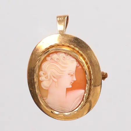 Hänge/Brosch Camé längd 4cm bredd 27,3mm Svedboms Guldsmeds Ab Hov år 1949 18K Vikt: 8,2 g