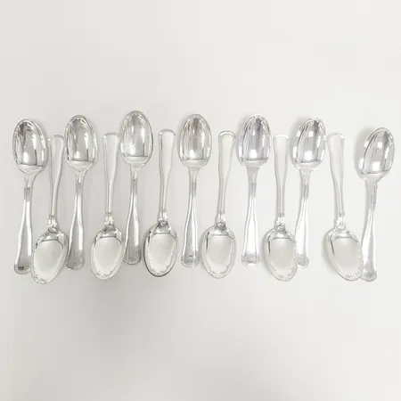Tretton skedar modell Gammal Dansk längd ca 15cm, COHR, silver 830/1000 Vikt: 457,7 g