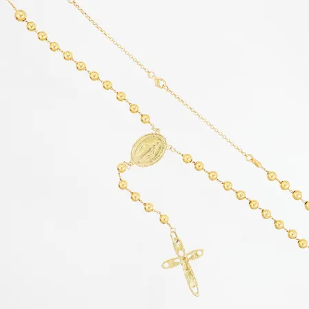 Collier med med Madonna samt krucifix 68cm, kedjans bredd: 1mm, 21K Vikt: 30,1 g