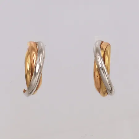 Örhängen trefärgade, längd 11,8mm, bredd 3,9mm, 18K Vikt: 1 g