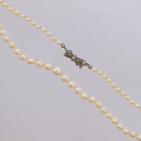 Collier med odlade saltvattenspärlor doserat 3,8-7,1mm, längd 50cm, lås med markasiter 835/1000 silver Vikt: 0 g
