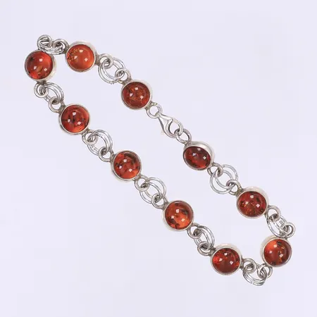 Armband med bärnsten längd 20cm bredd 8mm silver 925/1000 Vikt: 11,3 g