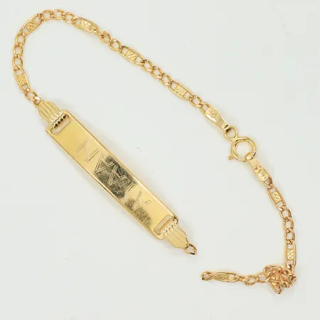 Armband med platta (defekt, av, knutar, graverat) 14K, 1,8g