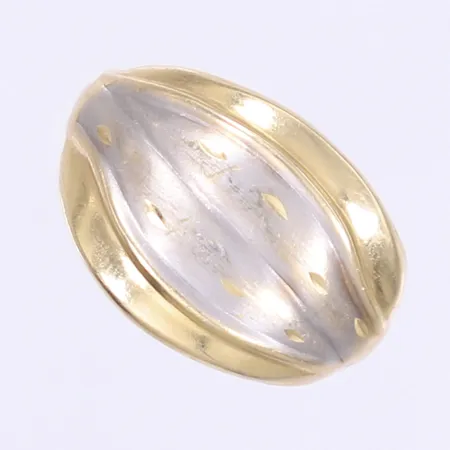 Ring med dekor stl: 18¼ bredd 3-14mm vitguld/rödguld lätt bucklig 14K Vikt: 1,2 g