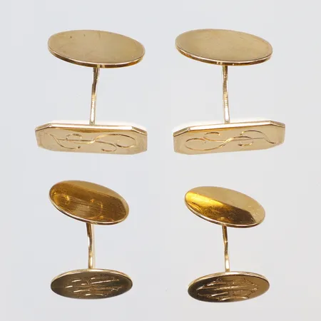 2 par manschettknappar gravyr 18K Vikt: 20,2 g