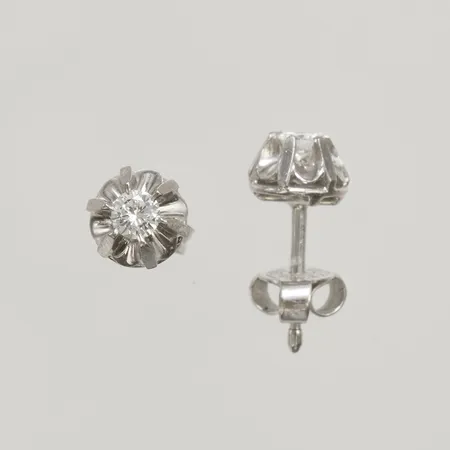 Enstensörhängen med diamanter 2 x ca 0,10ct Ø6,5mm, vitguld, 18K Vikt: 1,8 g