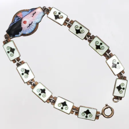 Armband med emalj, längd 19cm, bredd 7,3-15,3mm, förgyllt, 925/1000 silver. Vikt: 10,8 g