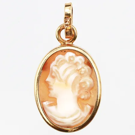 Hänge Camé, längd 21mm, bredd 13mm, 18K.  Vikt: 1,7 g