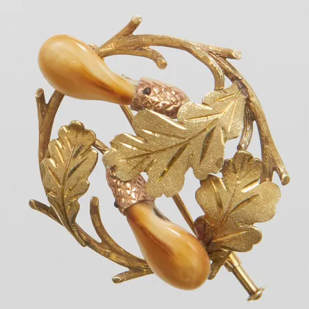 Brosch löv och grenar 30mm, delar i plast, 14K bruttovikt 9,3g.
