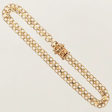 Armband X-länk längd 19,5cm bredd 5,4mm Norens Guldatelje år 1965 18K Vikt: 5,7 g