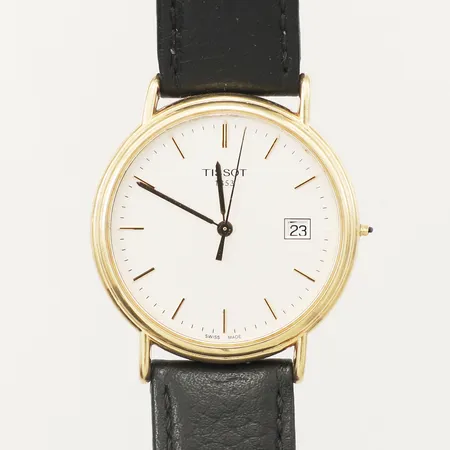 Armbandsur Tissot 1853 18K Ø34mm, quartz datum defekt, saknar krona läderarmband, inga tillbehör