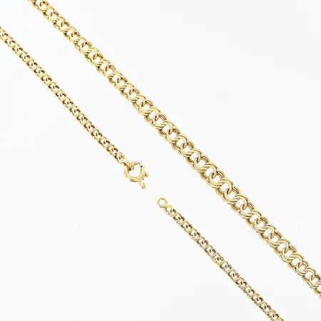 Collier doserad Bismarck längd 46cm, bredd 2,5-5mm, defekt lås, 18K  Vikt: 7,5 g