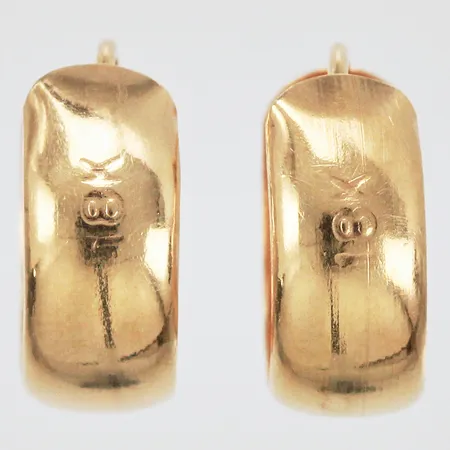 Ett par örhängen Creoler Ø12mm bredd 4mm bucklig, 18K Vikt: 0,7 g