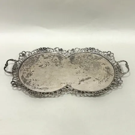 Serveringsfat med handtag 21x11,5cm silver 830/1000 Vikt: 156,3 g