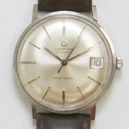 Armbandsur Certina blue ribbon Ø34mm, automatisk, stål, datum, boett nr: 5801102 4716148, läderband. 