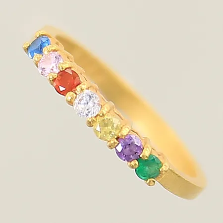 Ring med färgade stenar stl: 14¾, bredd 1,9-2,3mm, Thaiguld 23K Vikt: 1,9 g