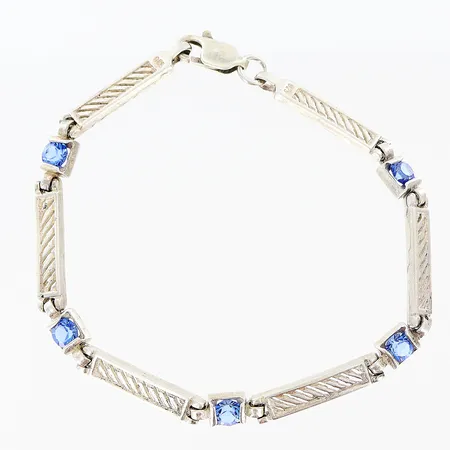 Armband med blå stenar längd 17,5cm, bredd 4mm, silver 925/1000 Vikt: 7 g