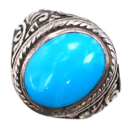 Ring med blå sten, stl:17, bredd 3,5-18,1mm, 830/1000 silver. Vikt: 8,2 g