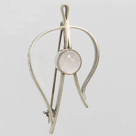 Brosch med rosenkvarts, Erik Löfman, 55x30mm, 1955, silver 925/1000 Vikt: 10,1 g