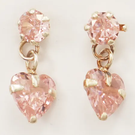 Ett par örhängen med rosa stenar, längd 15mm bredd 6,4mm silver 925/1000 Vikt: 1,2 g
