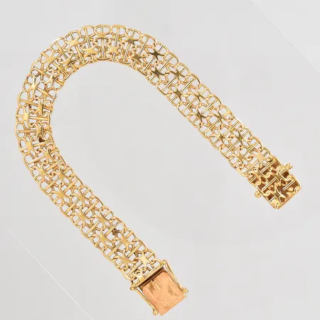 Armband X-länk med stav längd 18cm bredd 11,5mm 18K Vikt: 19,1 g